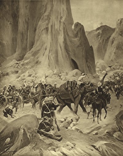 Abessinierkriget, 1868 (gravyr) av Henri Louis Dupray
