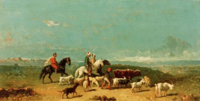 Arabisk grupp ryttare med en gethjärde i vida Lan av Henri Lucien Robert