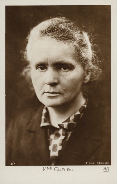 Marie Curie (1867-1934), polsk fysiker och kemist (svartvitt foto) av Henri Manuel