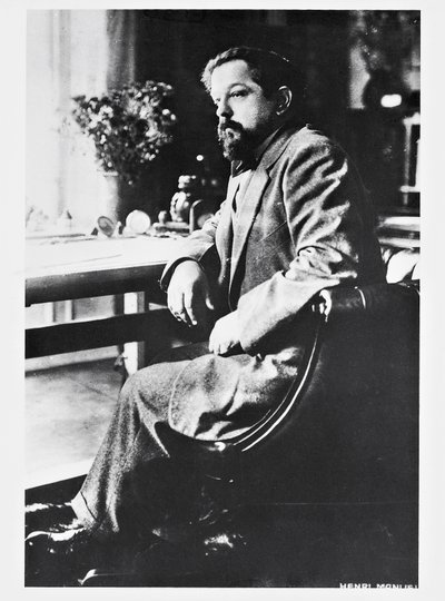 Porträtt av den franske kompositören och pianisten Claude Debussy (Saint-Germain-en-Laye av Henri Manuel
