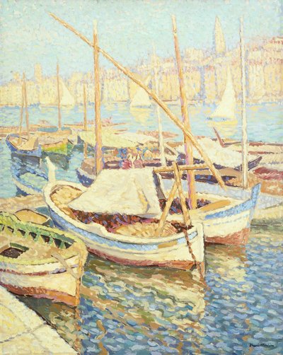Marseilles hamn (olja på duk) av Henri Martin