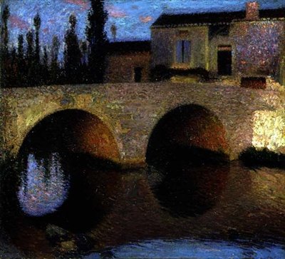 Den gamla bron (olja på duk) av Henri Martin