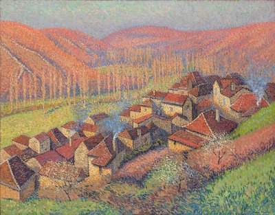 Utsikt över centrum av Labastide du Vert; Utsikt över centrum av Labastide du Vert, c.1940 av Henri Martin