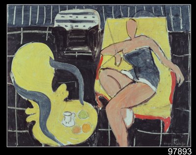 Dansare och Rocaillefåtölj mot svart bakgrund av Henri Matisse