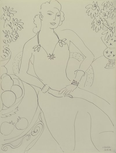 Teckning av en sittande kvinna av Henri Matisse