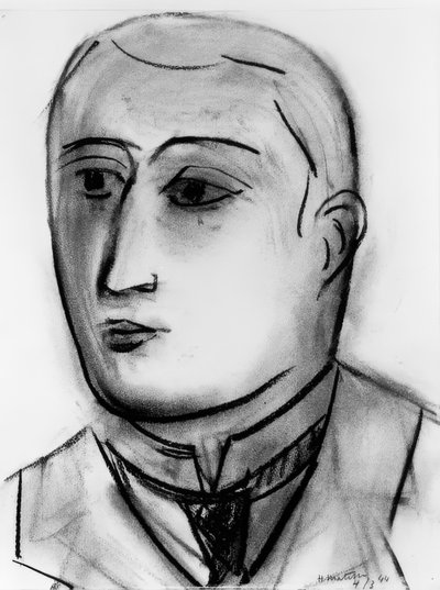 Studie för porträtt av Guillaume Apollinaire av Henri Matisse