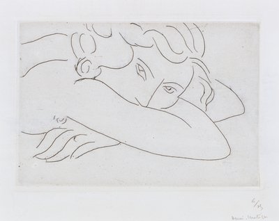 Huvud och armar på liggande naken (etsning) av Henri Matisse