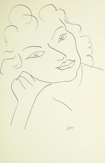 Huvud av en ung kvinna (penna och svart bläck på papper) av Henri Matisse