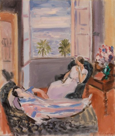Interiör med två figurer, öppet fönster av Henri Matisse