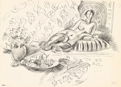 Liggande Odalisque II, ca 1927 (penna och bläck på papper) av Henri Matisse