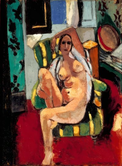 Naken sittande med tamburin av Henri Matisse