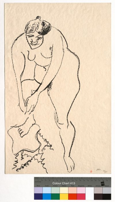Naken med höger fot på en pall av Henri Matisse