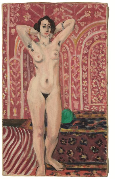 Naken på röd bakgrund av Henri Matisse
