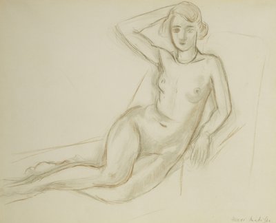 Naken sittande på en liggande stol; Nu Assis sur une Chaise Longue av Henri Matisse