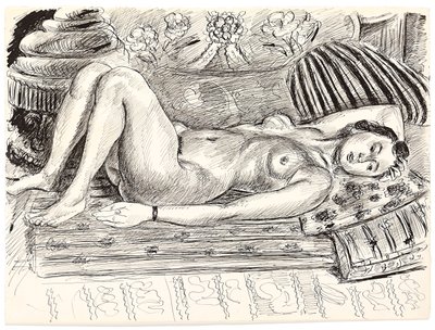 Liggande naken på en brasero, ca 1926-1927 (penna och tusch på papper) av Henri Matisse