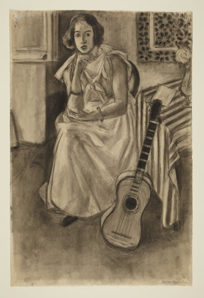 Sittande modell med gitarr av Henri Matisse