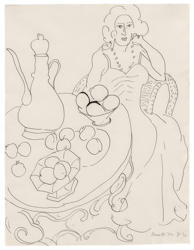 Sittande kvinna framför ett serveringsbord av Henri Matisse