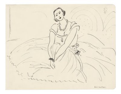 Sittande kvinna med klänning med hel kjol av Henri Matisse