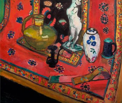 Statyett och vaser på en orientalisk matta av Henri Matisse