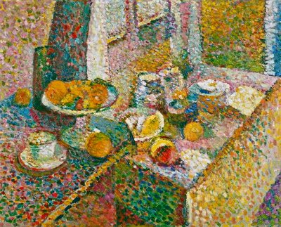 Stilleben (skänk och bord) av Henri Matisse