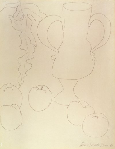 Stilleben med kanna och persikor av Henri Matisse
