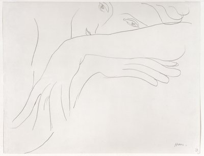 Studie av en modell som lutar sig mot en stolsrygg av Henri Matisse