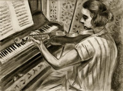 En ung violinist framför ett piano av Henri Matisse