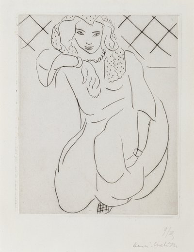 Beslöjad orientalisk kvinna knäböjande av Henri Matisse