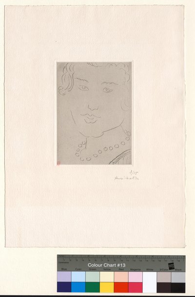Ansikte med pärlhalsband av Henri Matisse