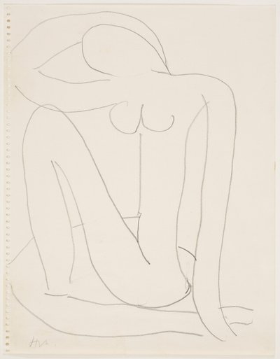 Kvinna sittande med arm på huvudet (blyerts på papper) av Henri Matisse