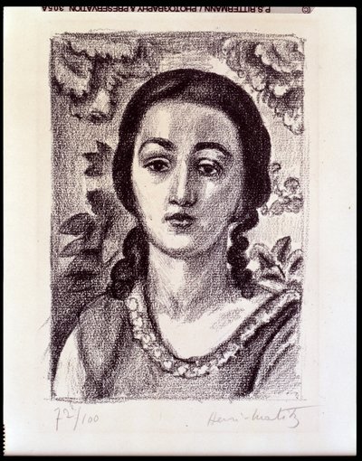 Ung flicka med bruna lockar av Henri Matisse