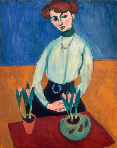 Ung kvinna med tulpaner av Henri Matisse