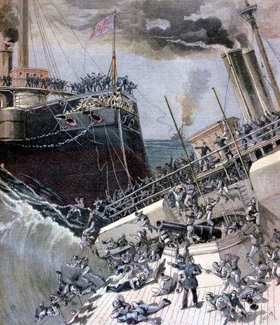 En olycka ombord på Victoria, 22 juni 1893. av Henri Meyer