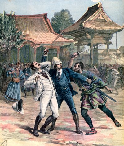 Misslyckat mord på Tsarevich Nicholas av Ryssland, Otsu, Japan, 1891 av Henri Meyer