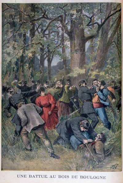 Kamp mellan gendarmer och civila i Bois de Boulogne, Paris, 1895 av Henri Meyer