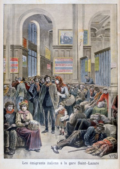 Italienska emigranter vid Gare Saint-Lazare, Paris, 1896 av Henri Meyer