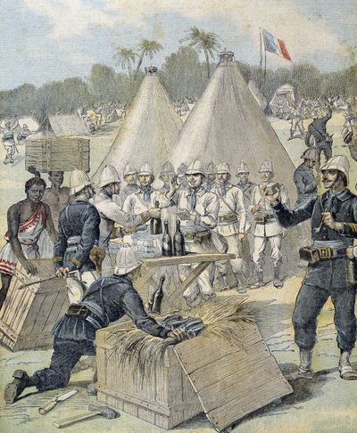 Nyårsgåvor till soldater i Dahomey (nu Benin) - i "" Le Petity Journal"" av 1892-12-31 av Henri Meyer