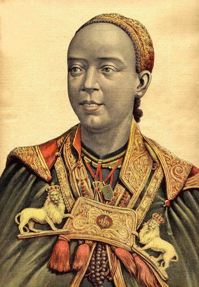 Porträtt av kejsarinnan av Abessinien och Etiopien Taitou (Taytu Betul). av Henri Meyer