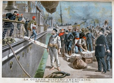 Spanska fångar anländer till Key-West, spansk-amerikanska kriget, 1898 av Henri Meyer