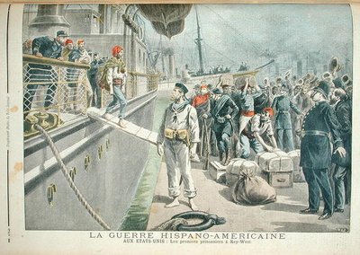 De första fångarna i Key West under det spanska amerikanska kriget, från Le Petit Journal, 8 maj 1898 av Henri Meyer