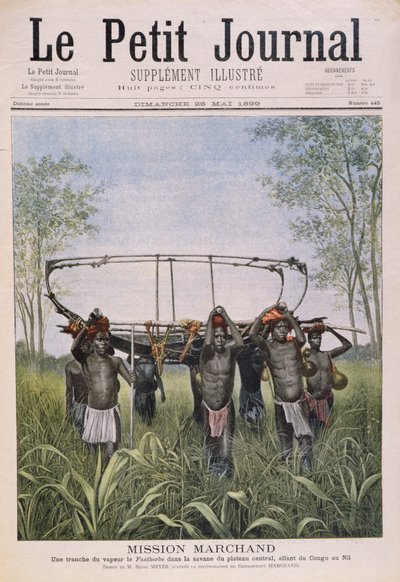 The Marchand Mission reser från Kongo till Nilen, från Le Petit Journal, 28 maj 1899 av Henri Meyer