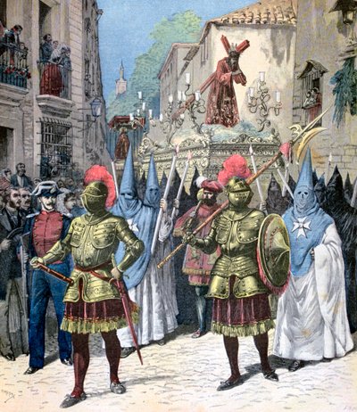 Processionen av långfredagen, Stilla veckan, Sevilla, 1891 av Henri Meyer