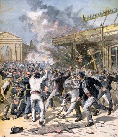 Upploppet i Bordeaux, Aquitaine, 1891 av Henri Meyer
