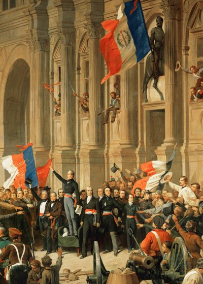 Revolutionen 1848: Poeten Alphonse de Lamartine förkastar extremvänsterns röda flagga... av Henri Philippoteaux