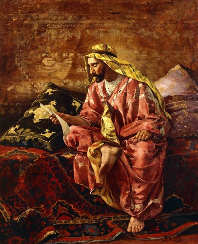En arab som läser ett brev av Henri Pierre Hippolyte Dubois
