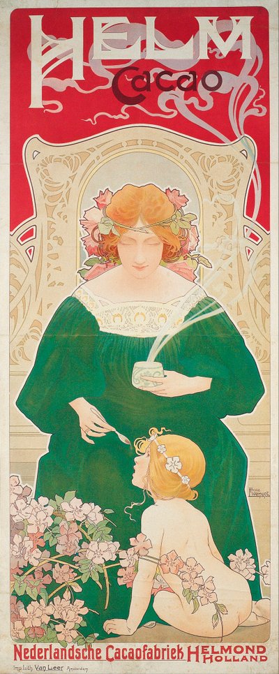 Helm Cacao - Oeuvre de Henri Privat Livemont (Privat-Livemont) (1861-1936) - 1899 - Färglitografi - 154,5x66,5 - Museu Nacional d