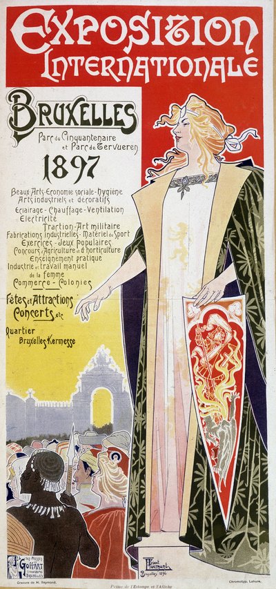 Affisch för Bryssels internationella utställning 1897 av Henri Privat Antoine Theodore Livemont (ibland kallad Privat-Livemont) (1861-1936) av Henri Henri Antoine Théodore Livemont
