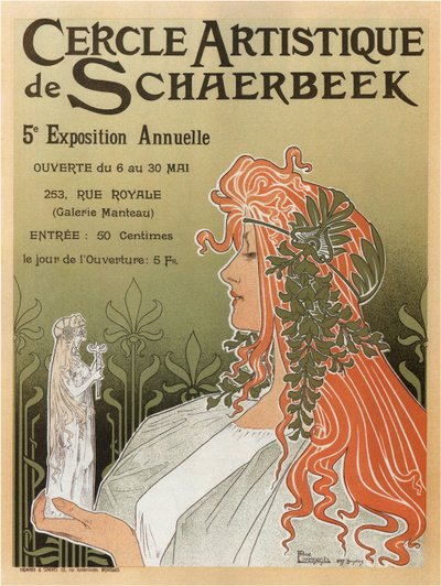 Artistic Club of Schaerbeek, 5:e årliga utställningen, 1897 av Henri Henri Antoine Théodore Livemont