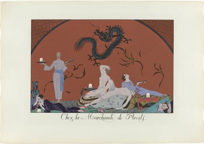 Dagens lycka eller Graces à la Mode: Chez la Marchande de Poppies. (titel på objekt) The Happiness of the Day eller Fashionable Graces (serietitel) av Henri Reidel