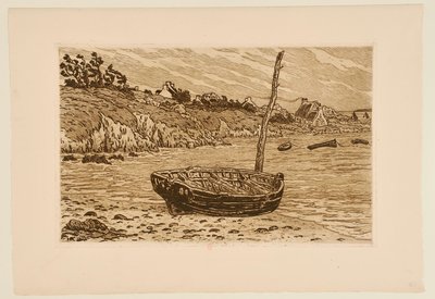 [Båt vid vattnet, Loguivy] av Henri Rivière